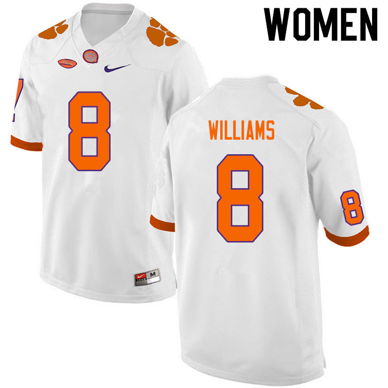 Women #8 Tre Williams Clemson Tigers College Football Jerseys Sale-White
